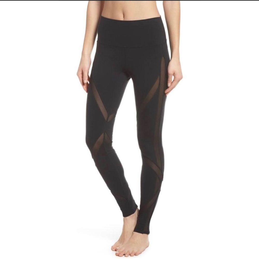 ALO High Rise Black With Mesh Detail Leggings S
